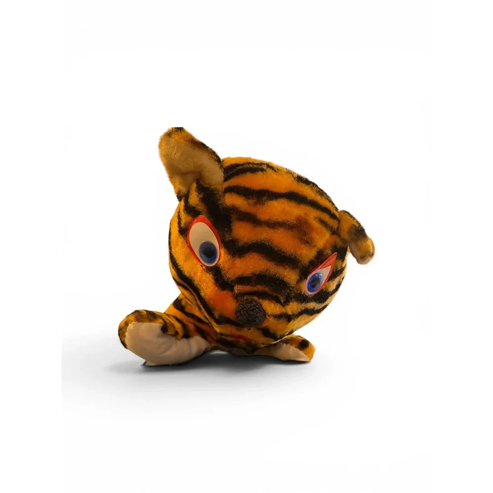 Vtg Pixy Mizpah Toy and Novelty Co Tiger Plush Stuffed Animal Googly Eyes Orange
